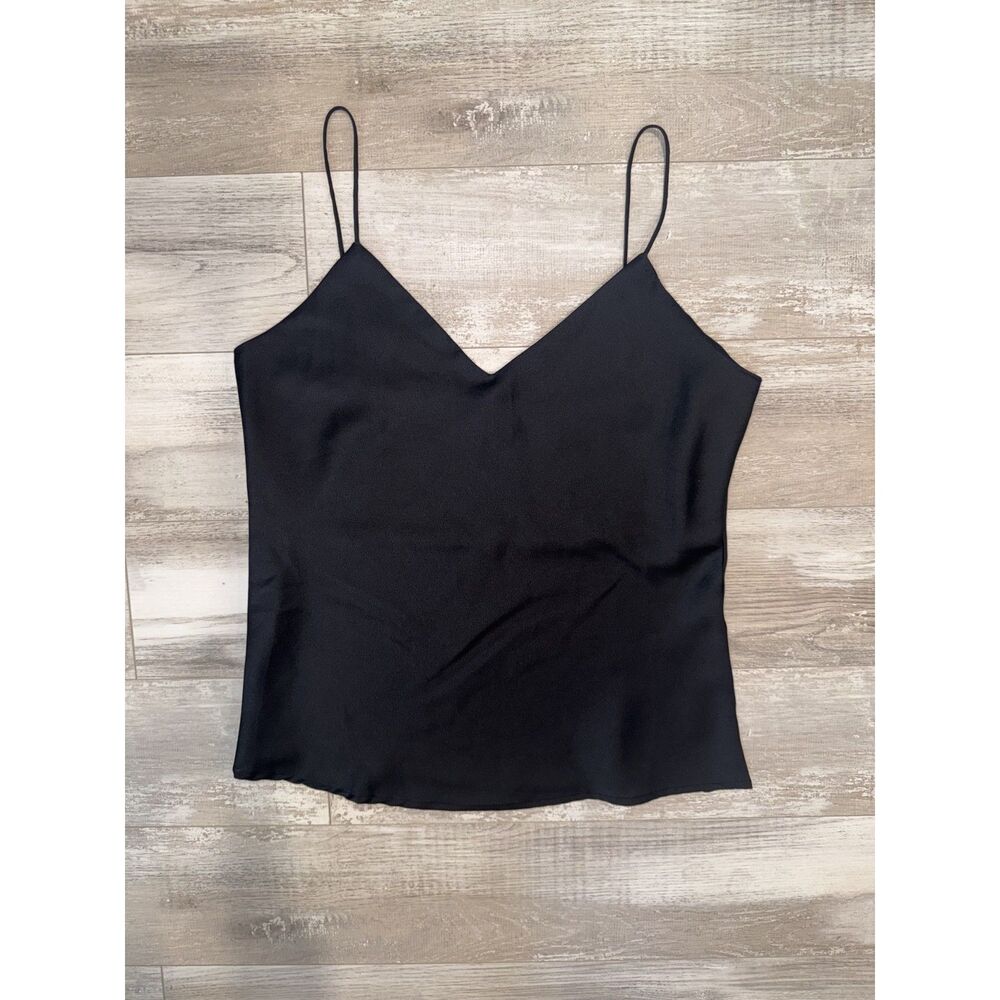 Shinestar Black Textured Cami Tank Top Spaghetti Strap V-Neck Sleeveless Blouse - Picture 2 of 7